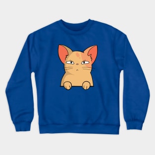 Cute Chubby Suspicious Cat Drawing Illustration Crewneck Sweatshirt